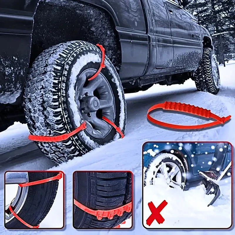 AAZRZRZ general 24pcs/set of red nylon material super grip snow tire chain, suitable for cars vehicles SUV trucks Snow Chains