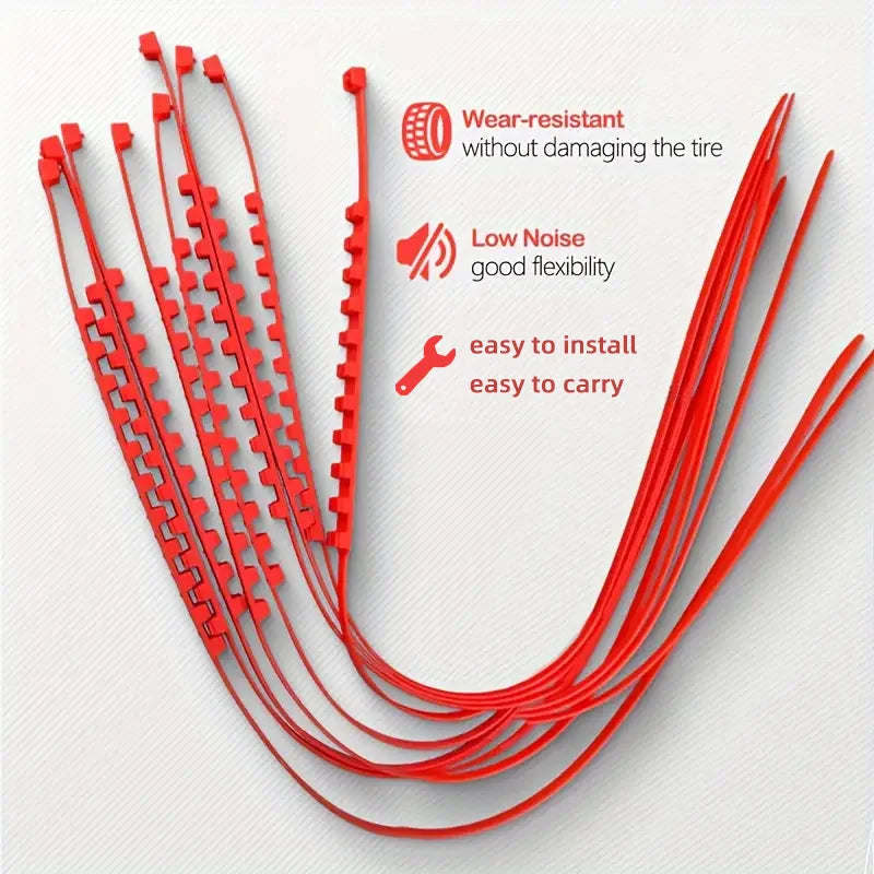 AAZRZRZ general 24pcs/set of red nylon material super grip snow tire chain, suitable for cars vehicles SUV trucks Snow Chains