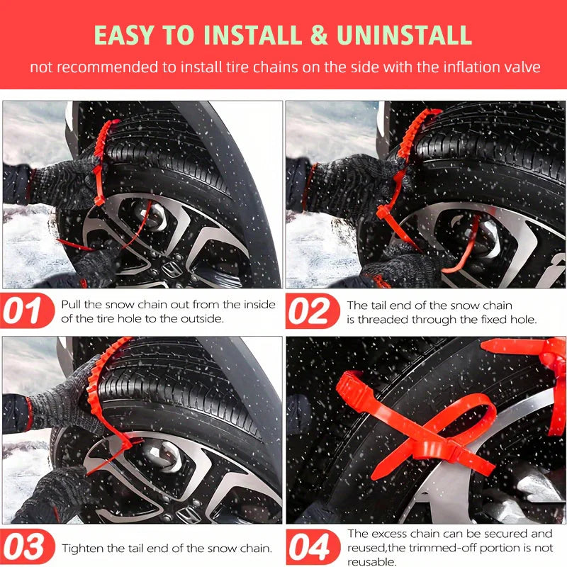 AAZRZRZ general 24pcs/set of red nylon material super grip snow tire chain, suitable for cars vehicles SUV trucks Snow Chains