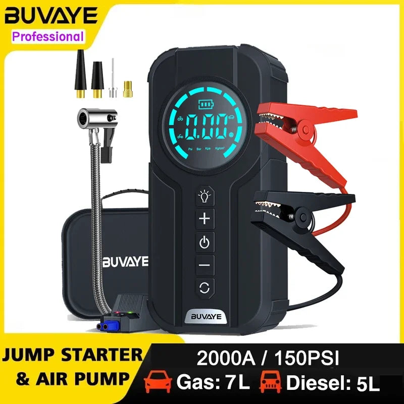 Car Multi-function Air Compressor Jump Starter Air Pump Convenient Tire Inflator Portable Battery Starter With EVA Bag