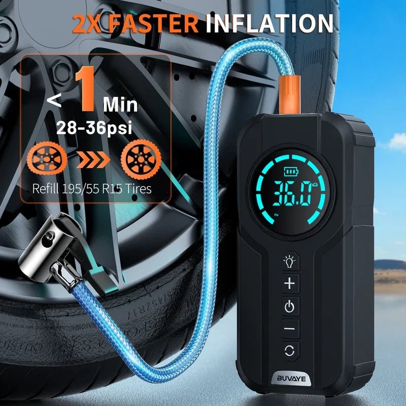 Car Multi-function Air Compressor Jump Starter Air Pump Convenient Tire Inflator Portable Battery Starter With EVA Bag