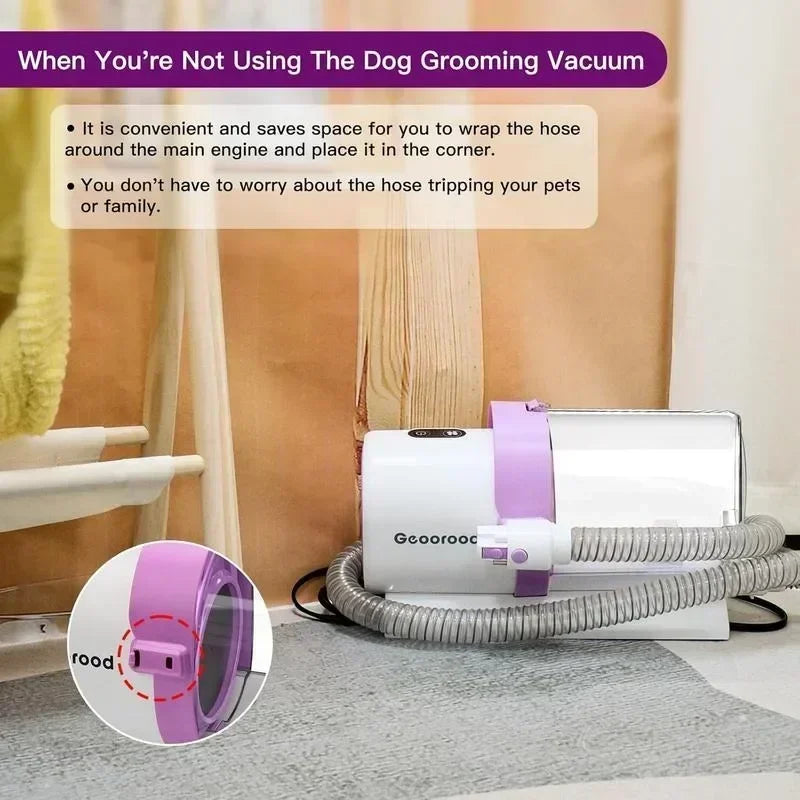 [Geoorood]Professional Pet Grooming Vacuum Kit with 4 Tools for Long Hair Dogs and Cats,10kPa Suction Power,2.5L Dust Collection