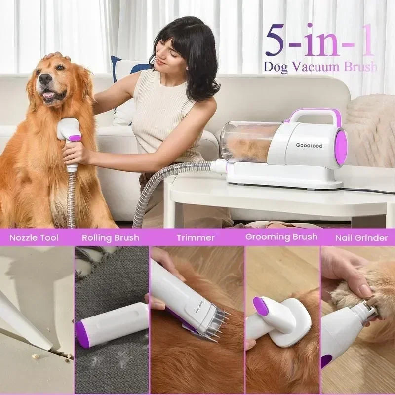 [Geoorood]Professional Pet Grooming Vacuum Kit with 4 Tools for Long Hair Dogs and Cats,10kPa Suction Power,2.5L Dust Collection