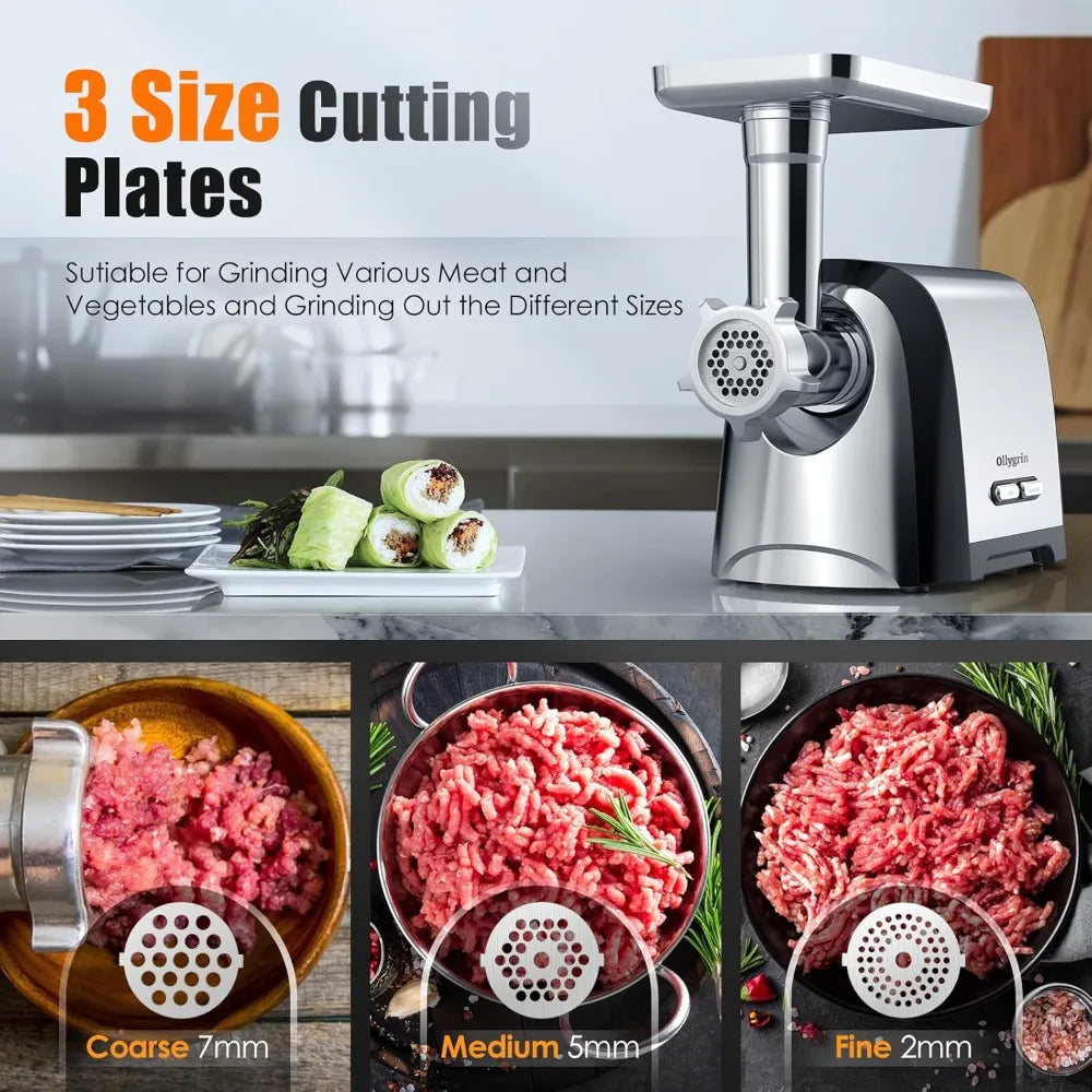 Meat Grinder Electric Stainless Steel, Meat Grinder Electric Sausage Stuffer, Meat Grinder Maker Heavy Duty 2800W Max